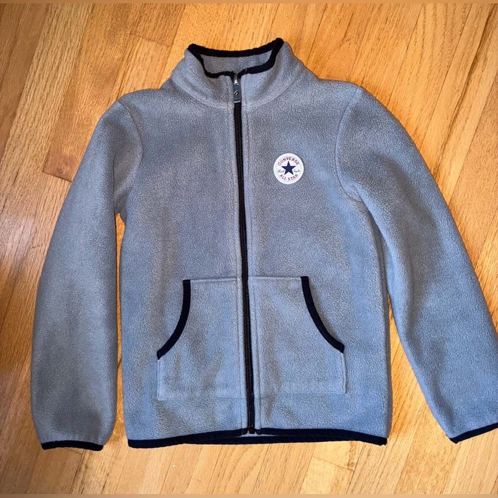 Kids Converse Gray Fleece Jacket with Black Trim
